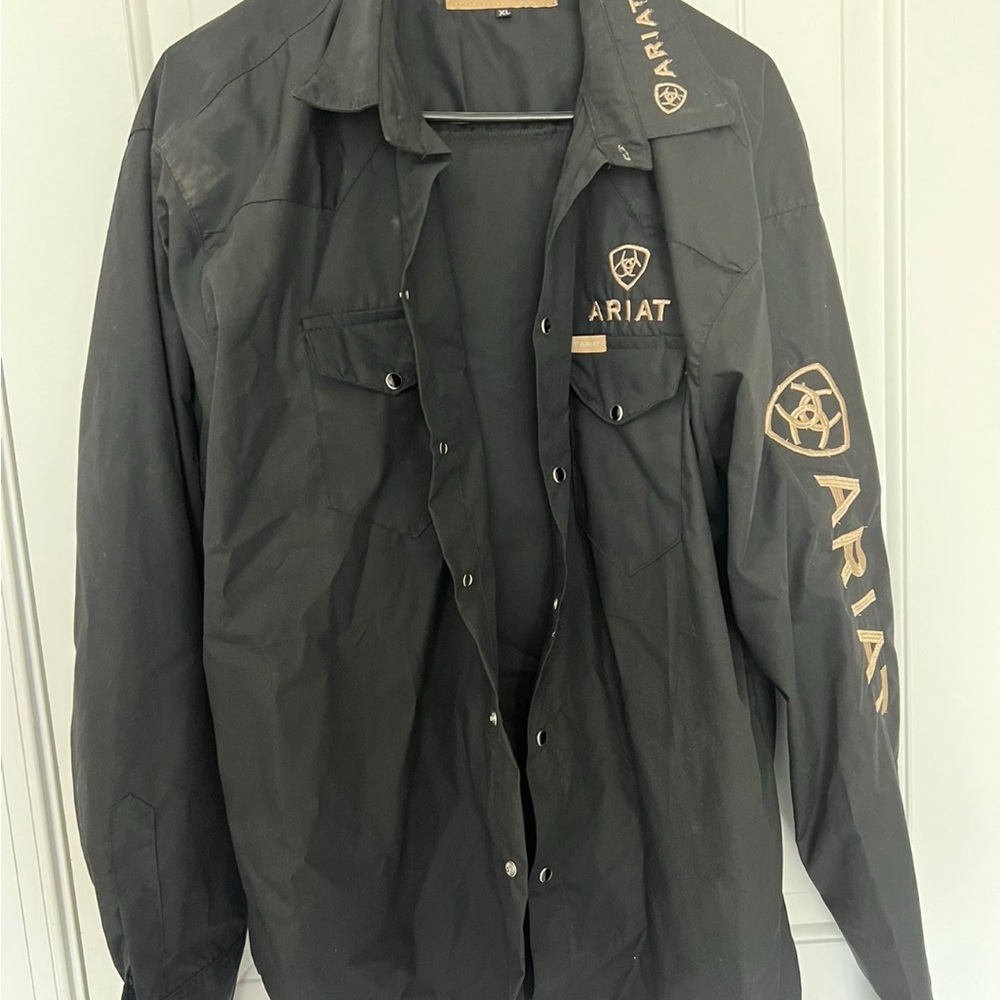 Ariat Black Lightweight Shirt Jacket with Gold Accents